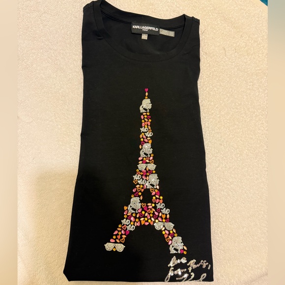 Karl Lagerfeld Black Floral Eiffel Tower Tee - Picture 4 of 5